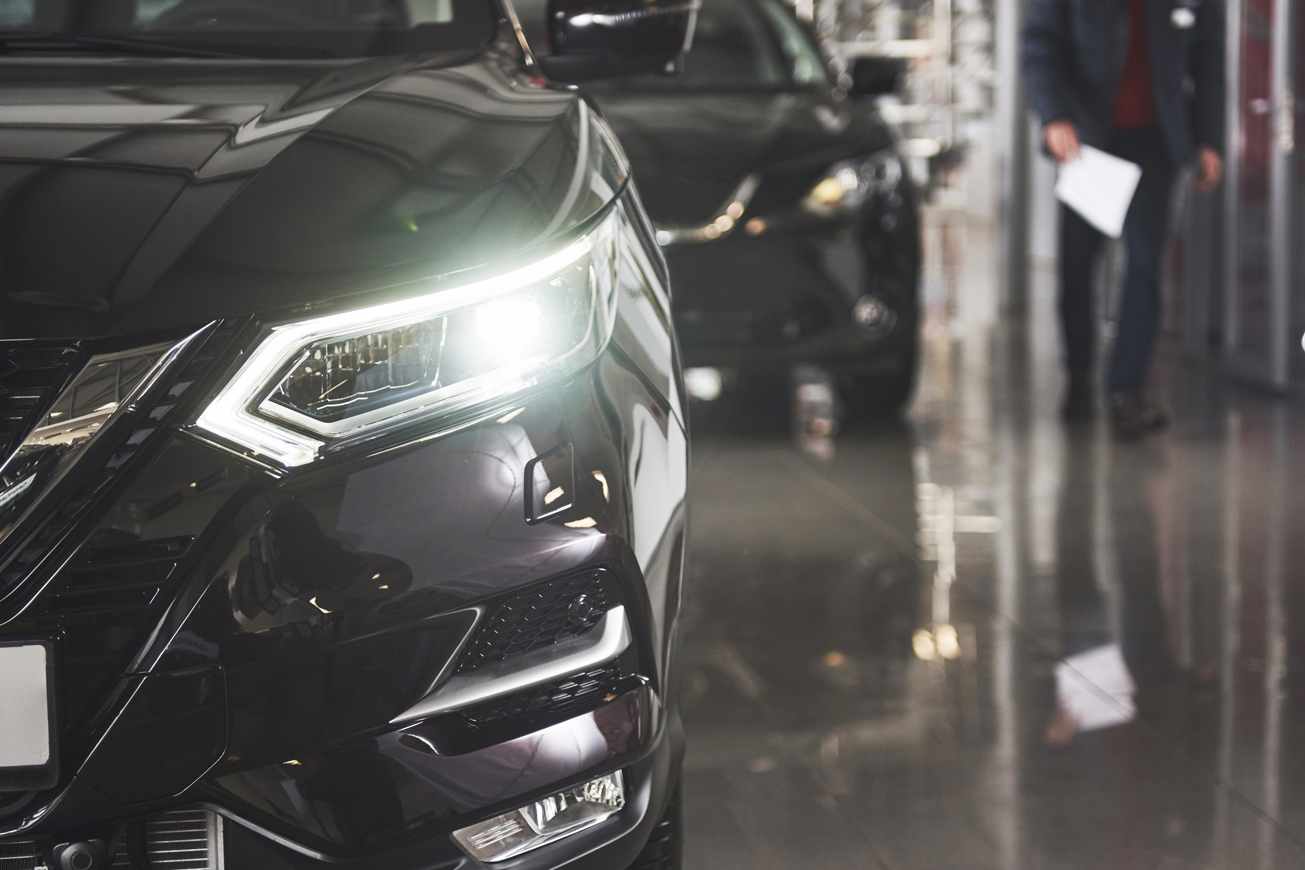 headlights hood black luxury car scaled